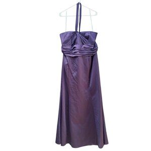 David's Bridal Women's Sz 22 Formal Halter Dress Purple Bridesmaid Infinity Gown